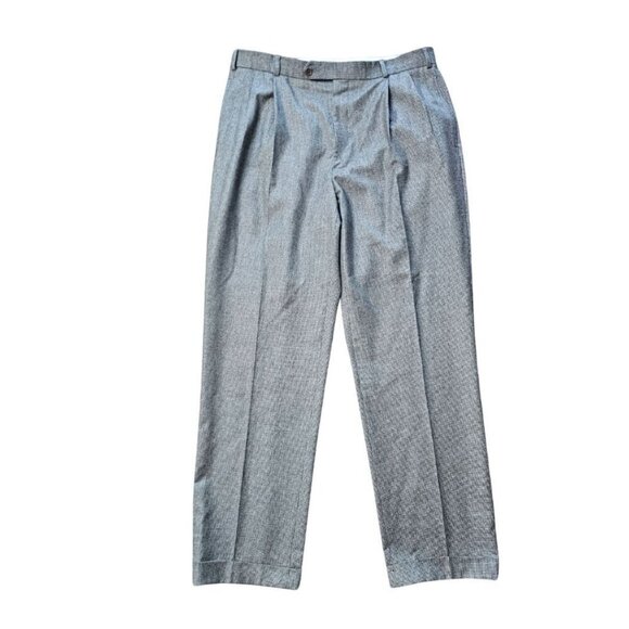 Brooks Brothers Wool Houndstooth Pleated Rolled Hem Pants W36 L32